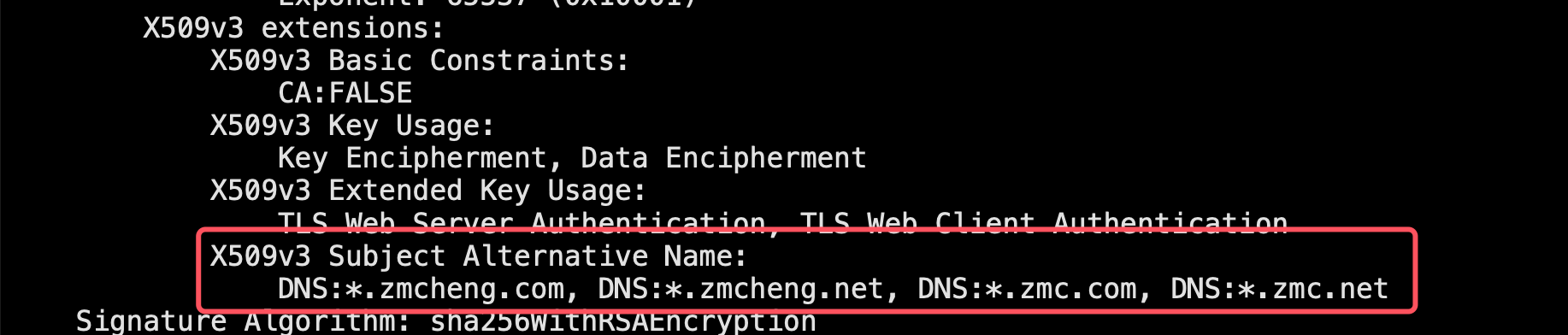 OpenSSL证书通过Subject Alternative Name扩展字段扩展证书支持的域名