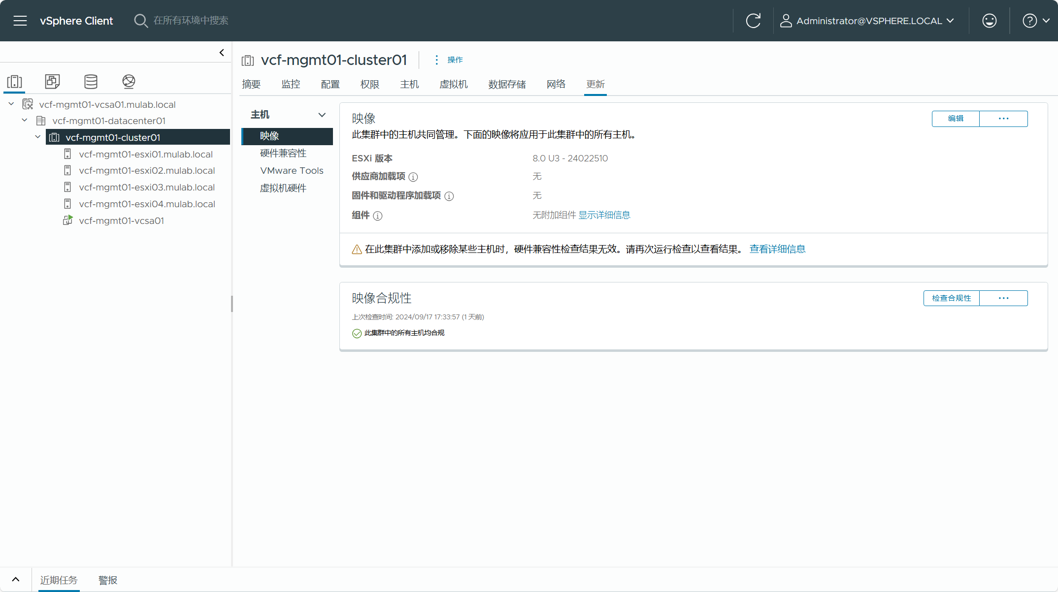 【VMware VCF】使用 VCF Import Tool 将现有 vSphere 环境转换为管理域。