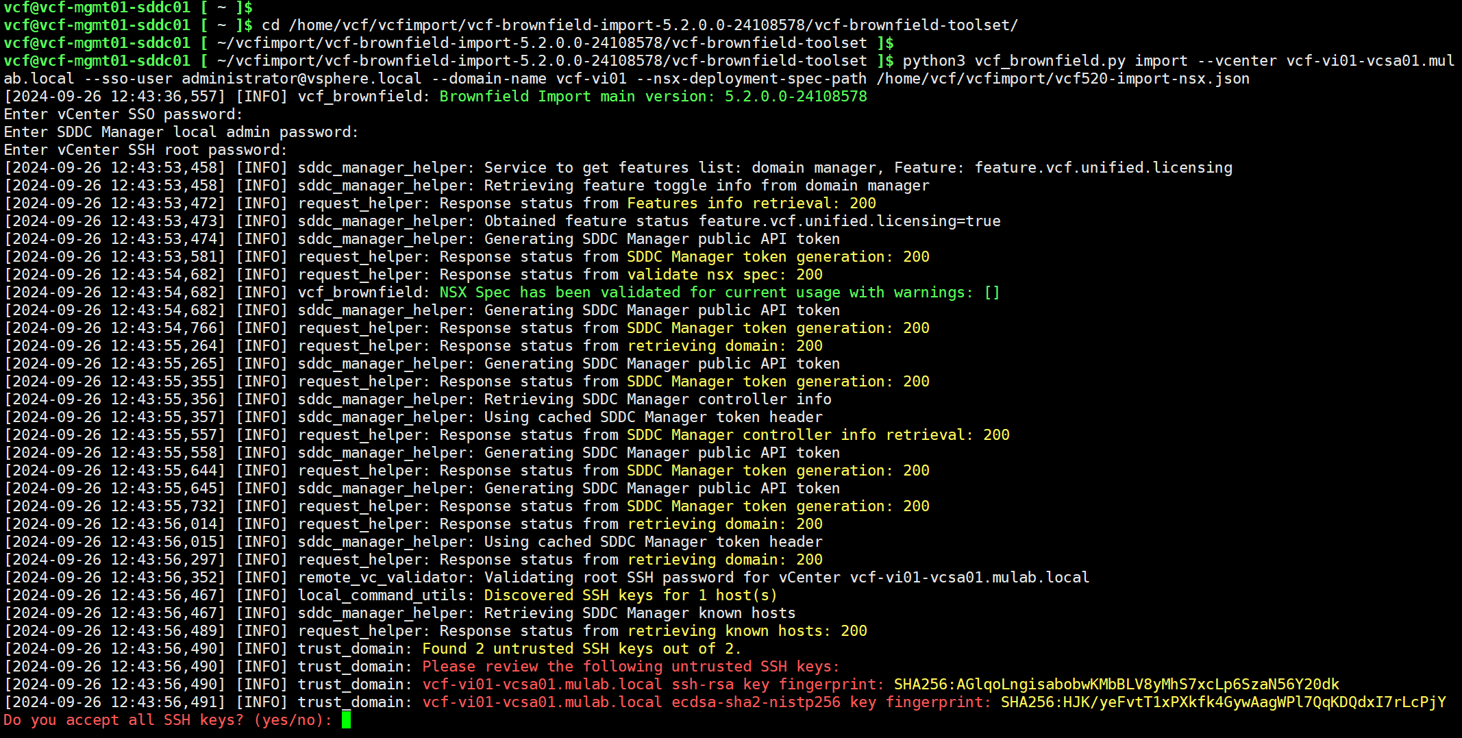 【VMware VCF】使用 VCF Import Tool 将现有 vSphere 环境导入为 VI 域。