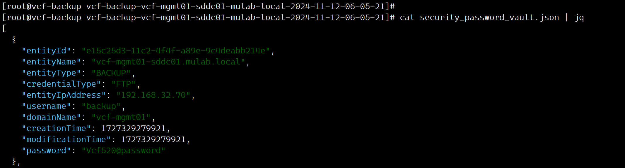 【VMware VCF】通过备份的配置文件还原 SDDC Manager 组件。